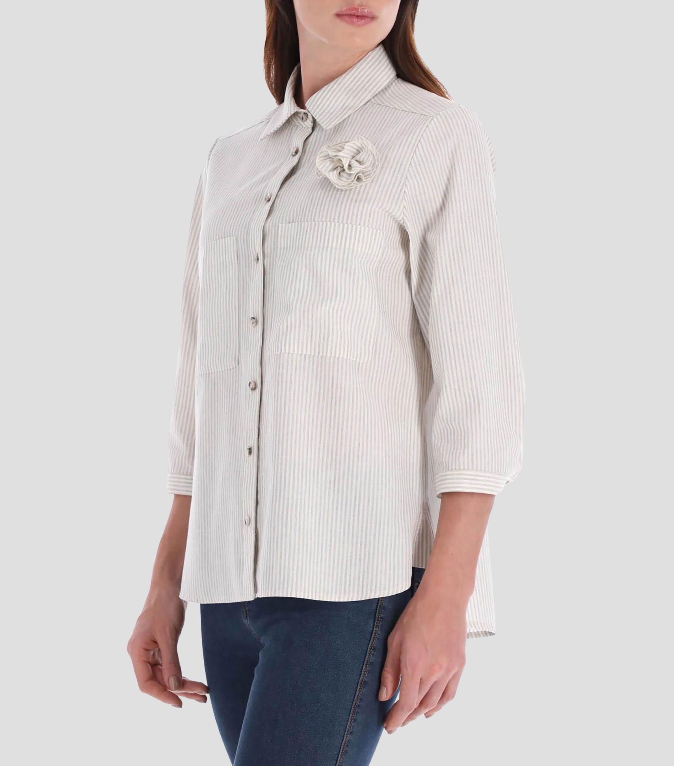 Blusa a rayas manga 3/4 Mujer